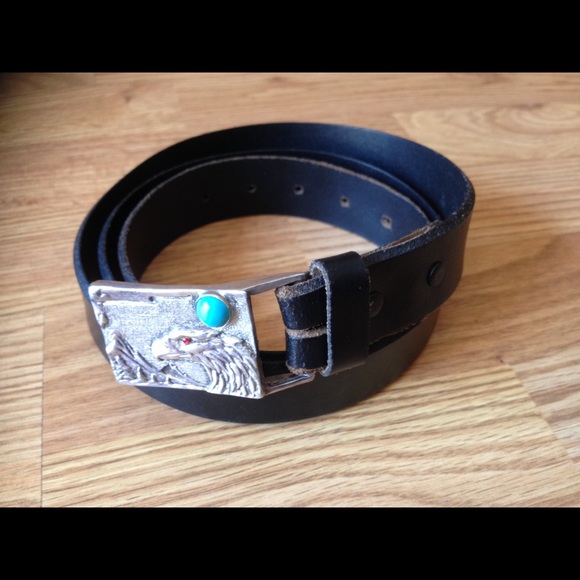 Other - Vintage Sterling silver buckle and leather belt